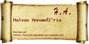 Halvax Annamária névjegykártya