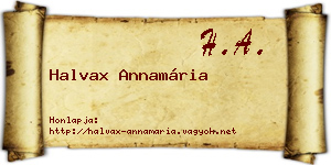 Halvax Annamária névjegykártya